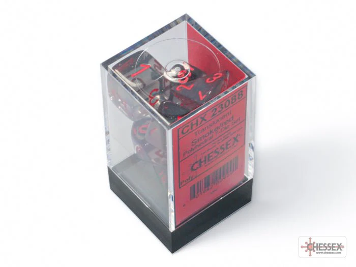 Chessex - Translucent Polyhedral 7 Dice Set - Smoke & Red - Image 3