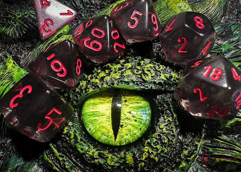 Chessex - Translucent Polyhedral 7 Dice Set - Smoke & Red - Image 5