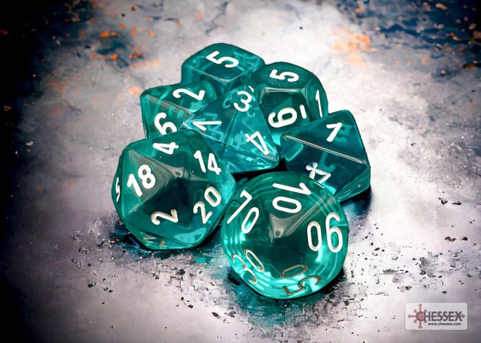 Chessex - Translucent Polyhedral 7 Dice Set - Teal & White - Image 2