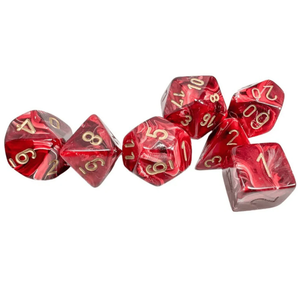 Chessex - Vortex Polyhedral 7 Dice Set - Burgundy with Gold
