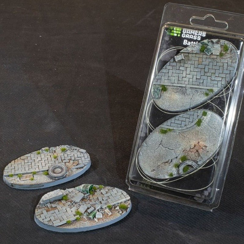 Gamers Grass Battle Ready Bases - Urban Warfare Oval 90mm (x2)