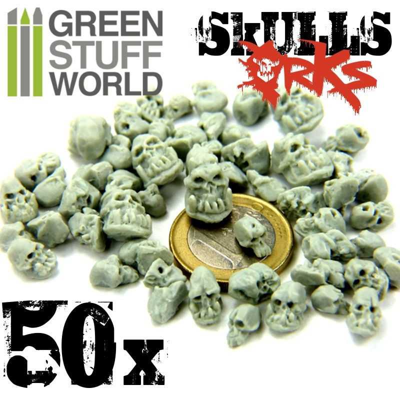 Green Stuff World 50x Resin ORK Skulls - Image 2