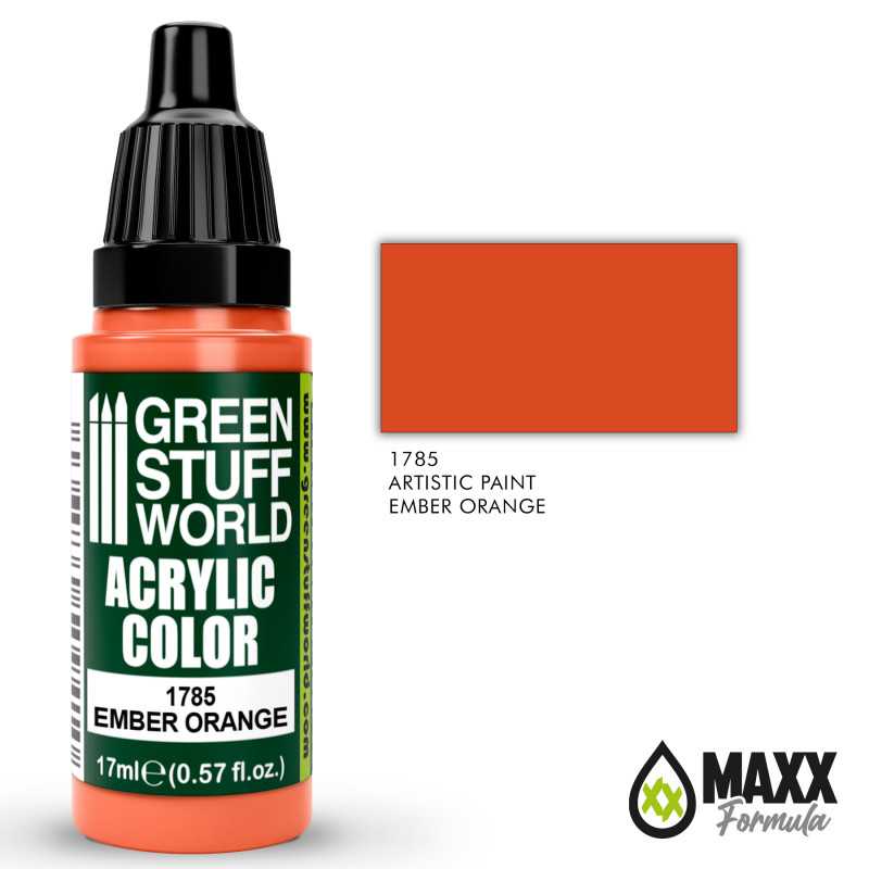 Green Stuff World Acrylic Color Paint - EMBER ORANGE 17ml - Image 2