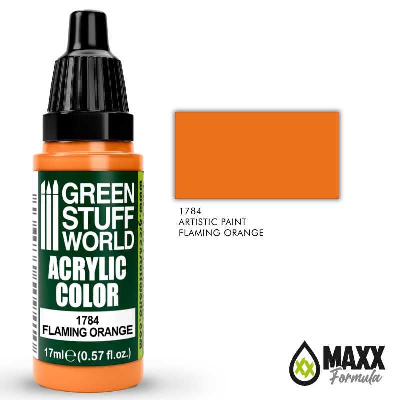 Green Stuff World Acrylic Color Paint - FLAMING ORANGE 17ml - Image 2