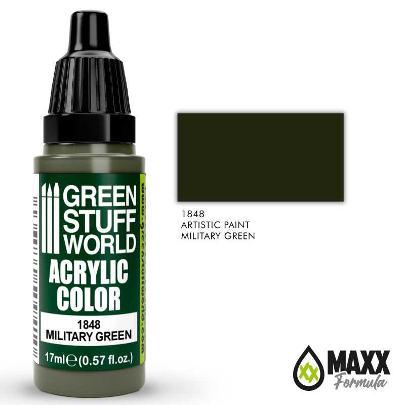 Green Stuff World Acrylic Color Paint - MILITARY GREEN 17ml - Image 2