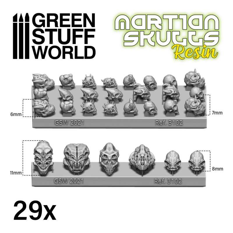 Green Stuff World ALIEN Martian Skulls Resin Set - Image 2