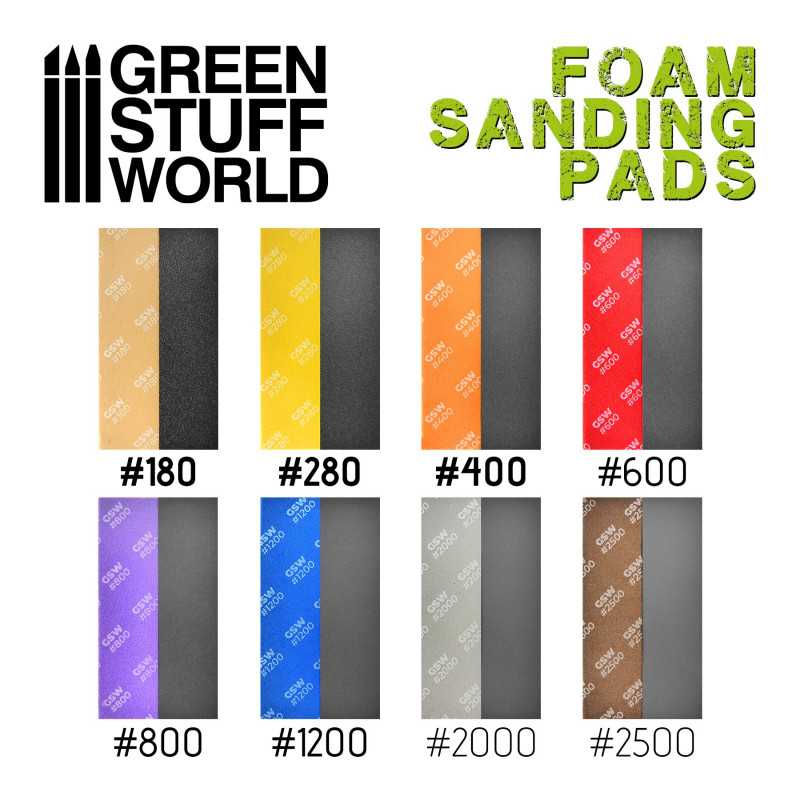 Green Stuff World Foam Sanding Pads - Fine Grit Assortment x20 - Image 2