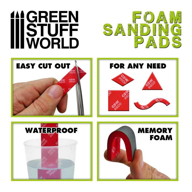 Green Stuff World Foam Sanding Pads - Fine Grit Assortment x20 - Image 3