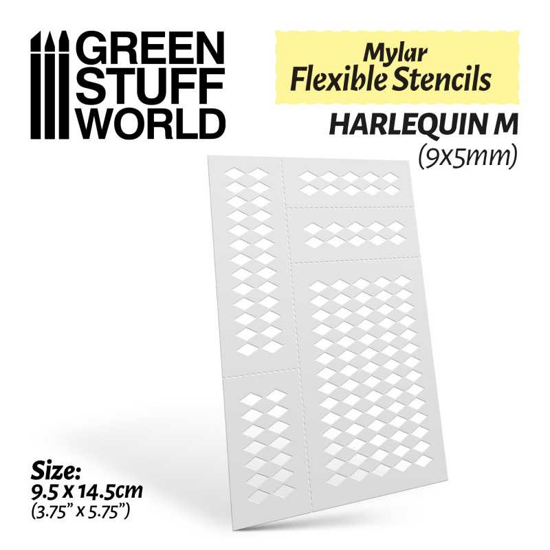 Green Stuff World - Mylar Flexible Stencils HARLEQUIN Medium (9x5mm) - Image 2