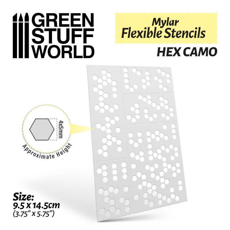 Green Stuff World - Mylar Flexible Stencils HEX CAMO (4x5mm) - Image 2