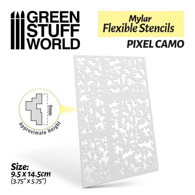 Green Stuff World - Mylar flexible stencils - Pixel CAMO (9mm) - Image 2