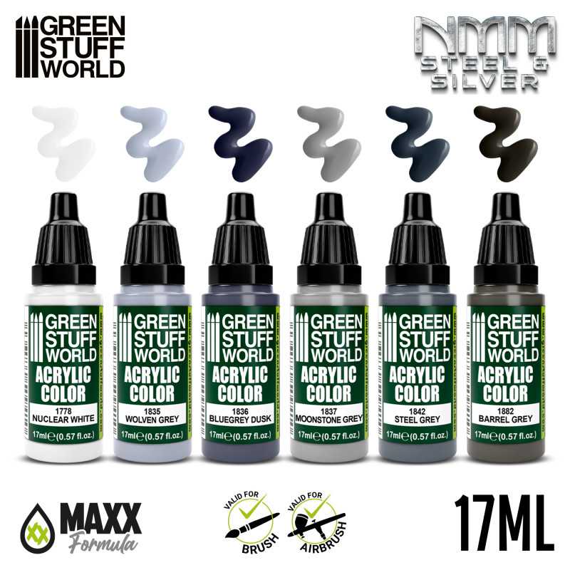 Green Stuff World Paint Set - NMM Steel and Silver - Image 2