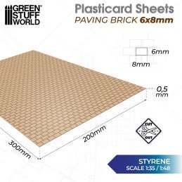 Green Stuff World - Plasticard - Paving Brick 6x8mm - Image 3