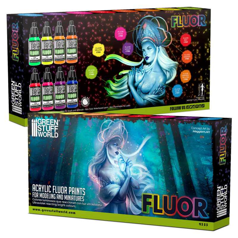 Green Stuff World Set x8 Fluor Paints - Image 3