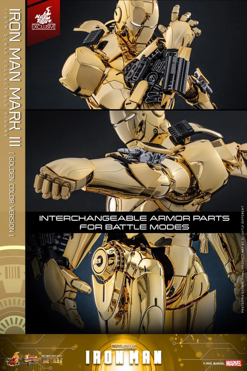 Hot Toys Iron Man: Movie Masterpiece Iron Man Mark III (Gold Color Version) 33cm - Image 19