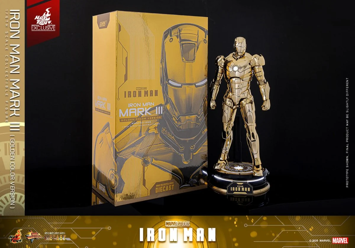 Hot Toys Iron Man: Movie Masterpiece Iron Man Mark III (Gold Color Version) 33cm - Image 2