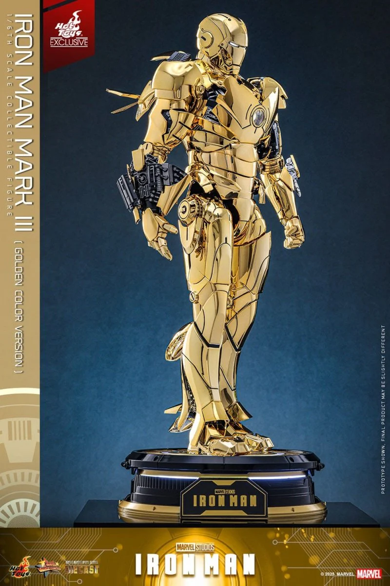 Hot Toys Iron Man: Movie Masterpiece Iron Man Mark III (Gold Color Version) 33cm - Image 3