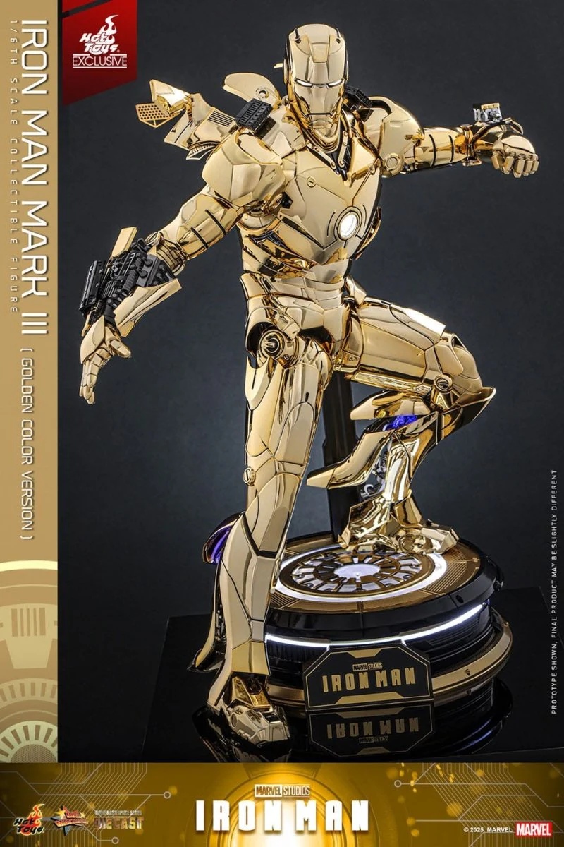 Hot Toys Iron Man: Movie Masterpiece Iron Man Mark III (Gold Color Version) 33cm - Image 7