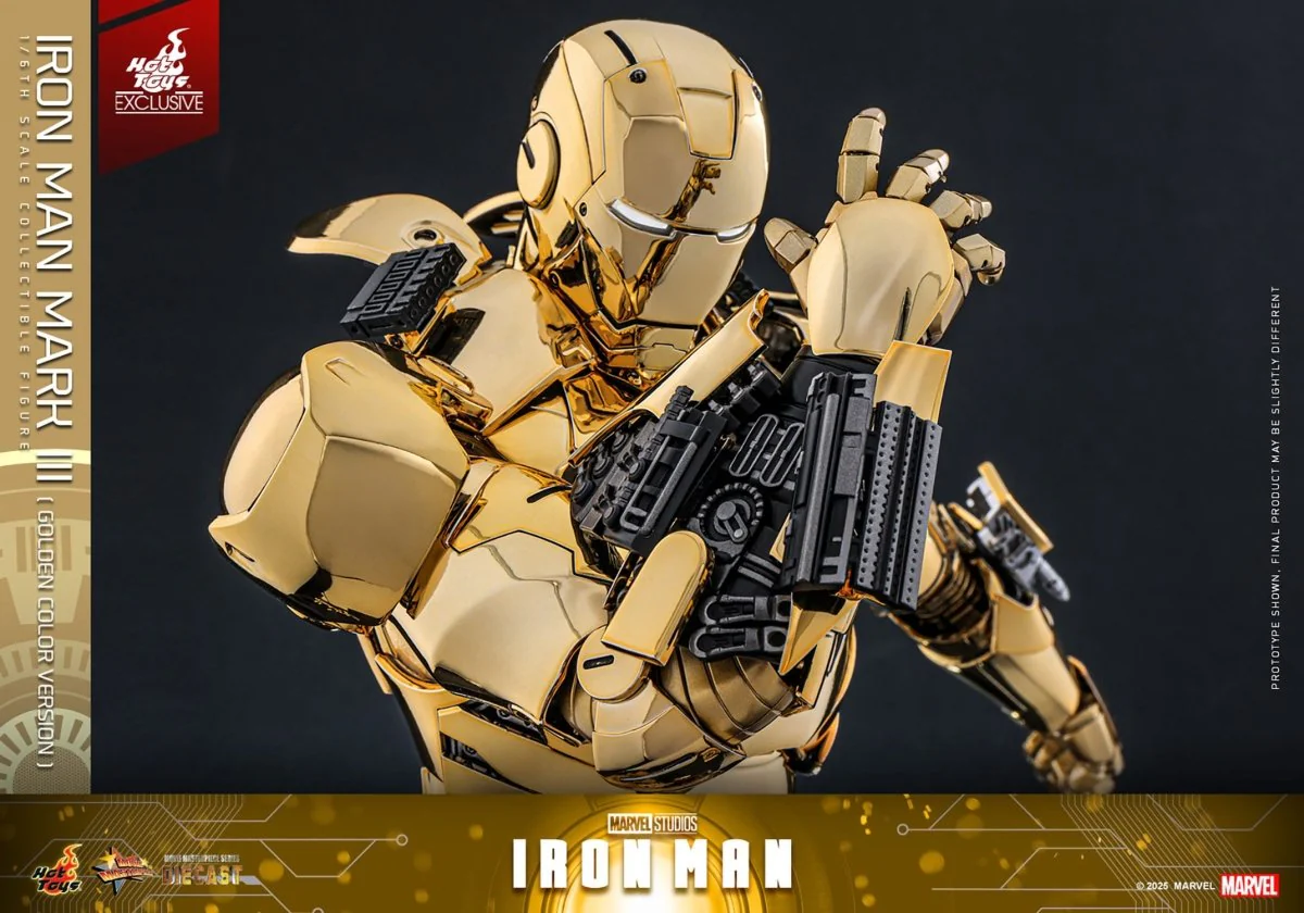 Hot Toys Iron Man: Movie Masterpiece Iron Man Mark III (Gold Color Version) 33cm - Image 9