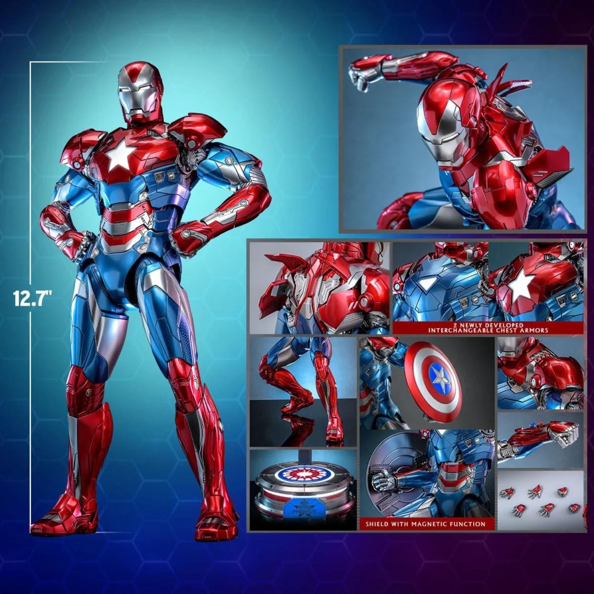 Hot Toys Marvel: Comic Masterpiece Iron Patriot 32cm - Image 7