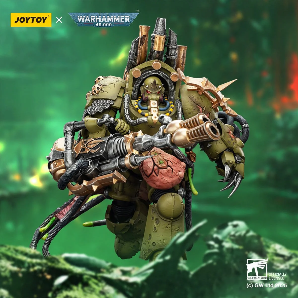 Joy Toy Warhammer 40k: Death Guard Lord of Virulence with Power Fist and Twin Plague Spewer 14cm - Image 12