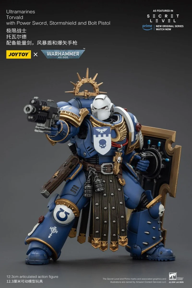 Joy Toy Warhammer 40k: Ultramarines Torvald with Power Sword, Stormshield and Bolt Pistol 13cm - Image 11
