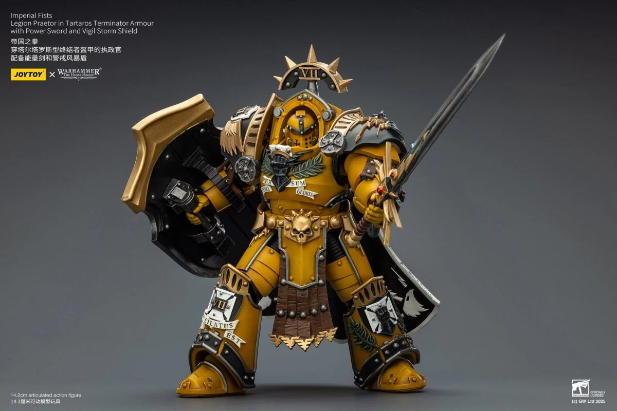 Joy Toy Warhammer The Horus Heresy: Imperial Fists Action Figure Legion Praetor in Tartaros Terminator Armourwith Power Sword and Vigil Storm Shield 14cm - Image 10