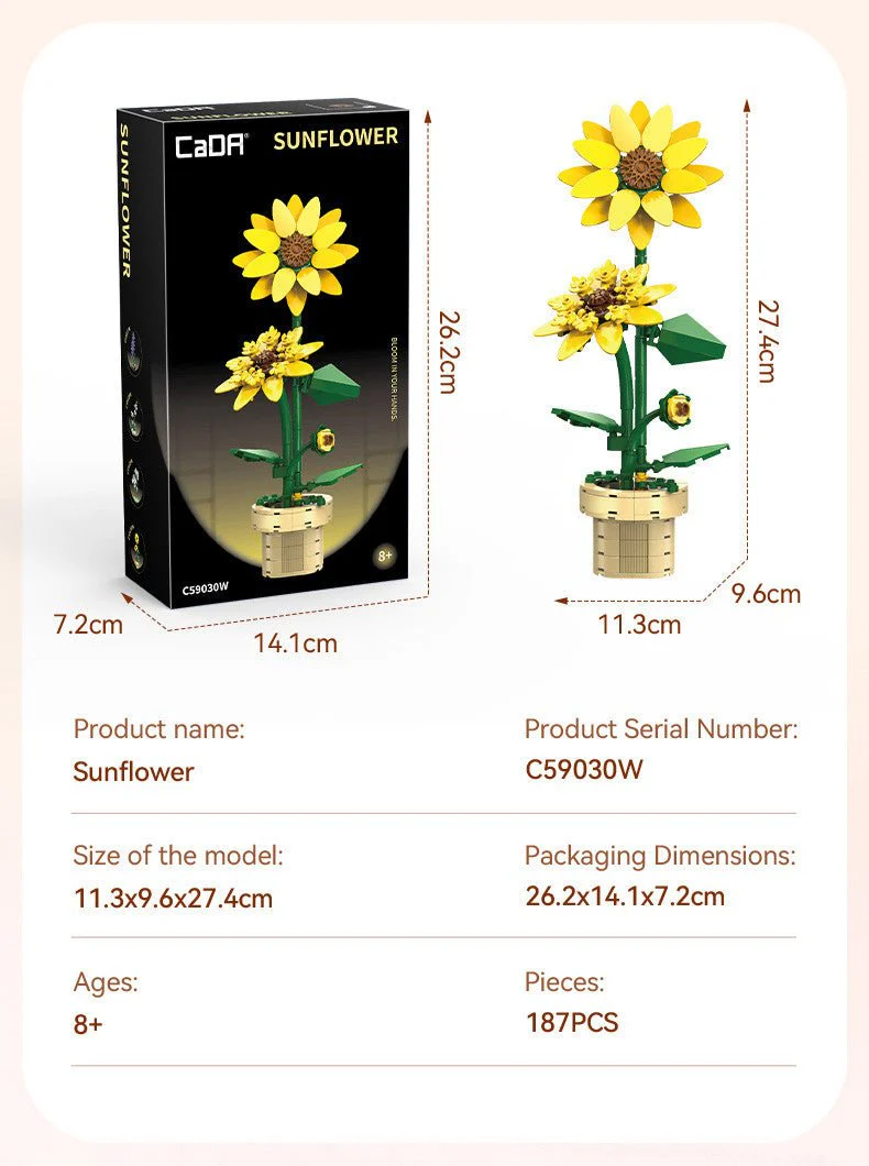 CaDA Sunflower Building Block Planter - 187 pcs - Image 2