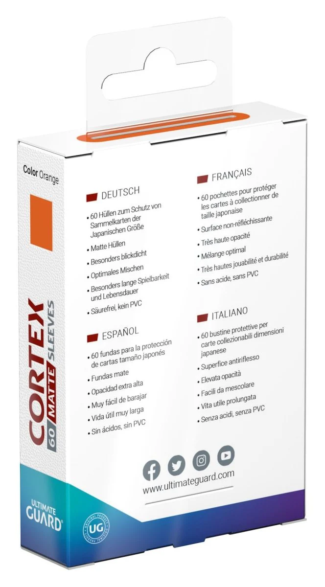 Ultimate Guard Cortex Sleeves Matte Japanese Size (60) - Orange - Image 4