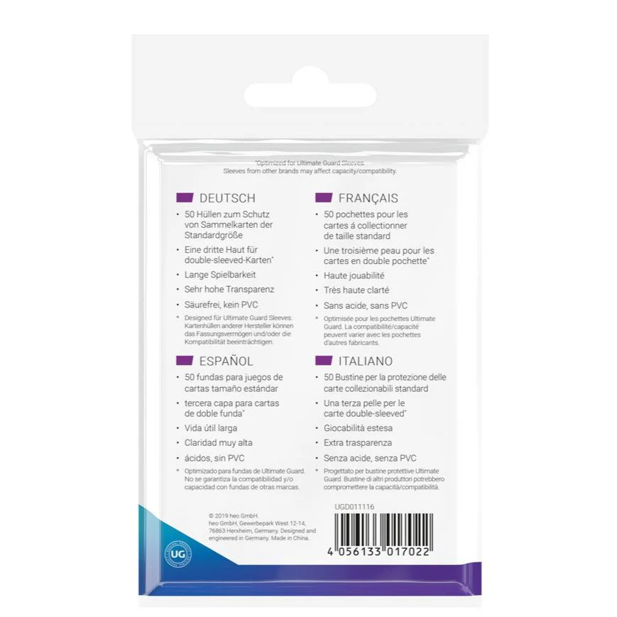 Ultimate Guard Supreme UX 3rd Skin Sleeves Standard Size Transparent (50) - Image 2